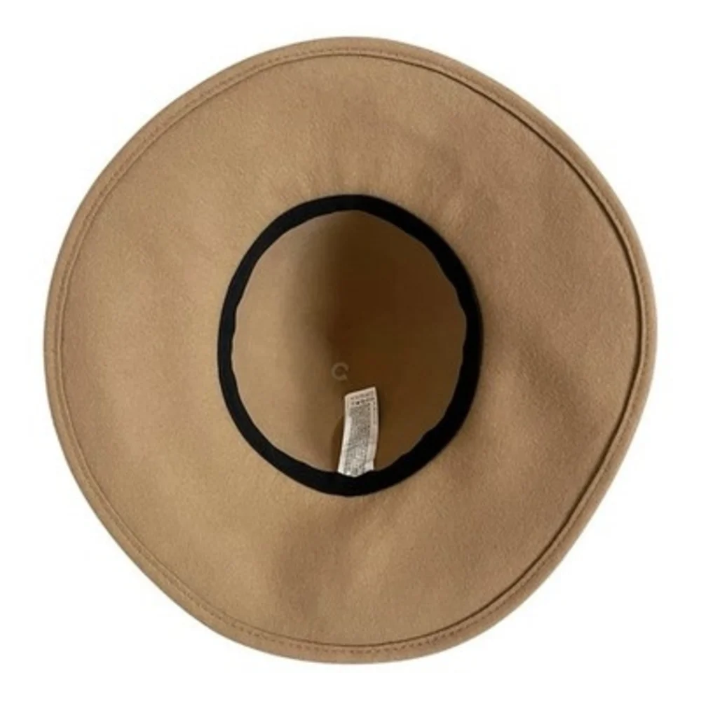 Camel Tan Wool Felt Wide Brim Pointed Crown Hat 100% Wool Peru Women Sz M/L NWOT